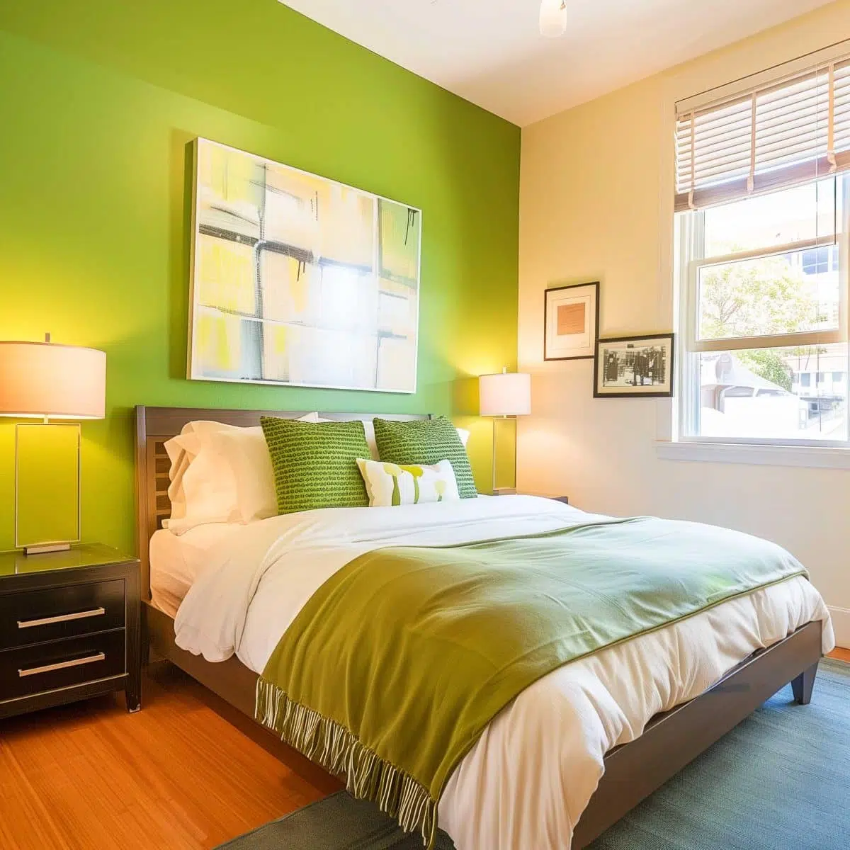 Modern hotel suite with a city view
